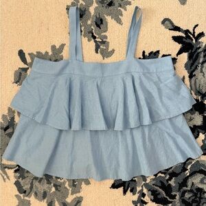 Abound Linen Blend Blue Layered Tank Top xl